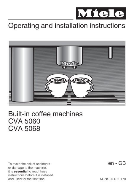 Operating and installation instructions Built-in coffee machines CVA ...