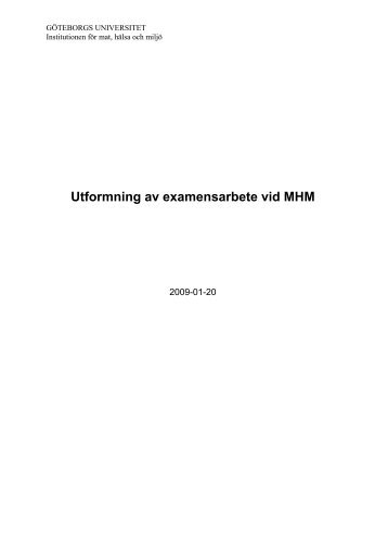 Utformning av examensarbete vid MHM - Utbildningsvetenskapliga ...