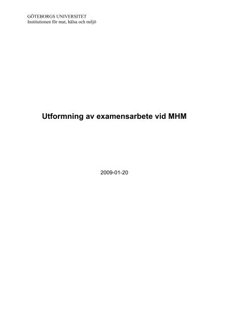 Utformning av examensarbete vid MHM - Utbildningsvetenskapliga ...