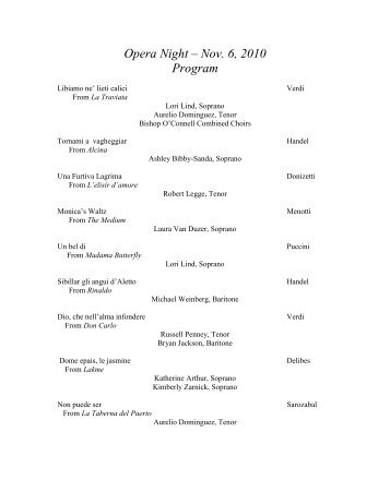 Program For Opera Night, 2010 - Bishop O'Connell High School