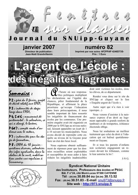 L'argent de l'Ã©cole : - SNUipp Guyane