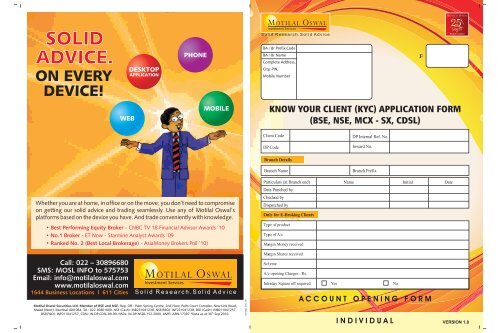 Know Your Client Kyc Application Form Motilal Oswal
