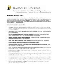 RESUME GUIDELINES - Randolph College