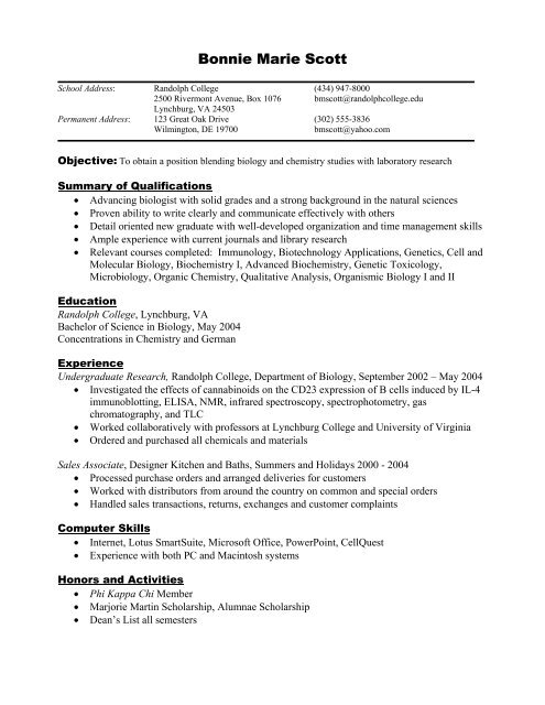 RESUME GUIDELINES - Randolph College