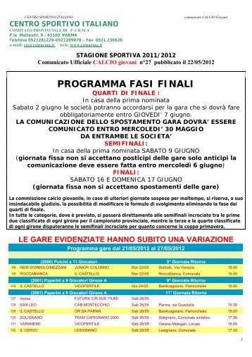 PROGRAMMA FASI FINALI - CSI Parma