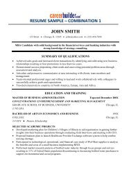 RESUME SAMPLE â COMBINATION 1 - NWACC