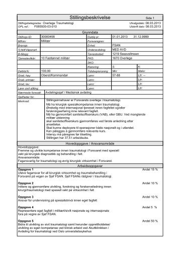 Stillingsbeskrivelse - Forsvaret