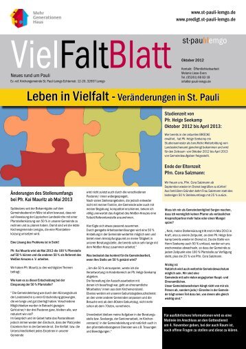 Leben in Vielfalt -Veränderungen in St. Pauli - St-Pauli-Lemgo