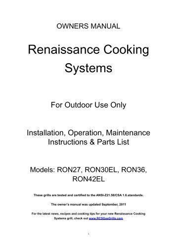 OWNERS MANUAL - RCS Grills