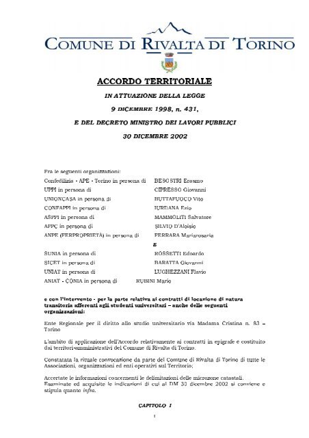 Accordo Territoriale Comune Di Rivalta Di Torino