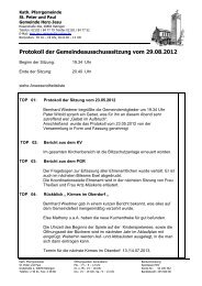 Protokoll der Gemeindeausschusssitzung vom 29.08.2012