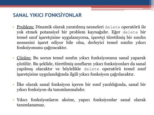 Sanal Fonksiyonlar ve ÃokbiÃ§imlilik - Trakya Ãniversitesi