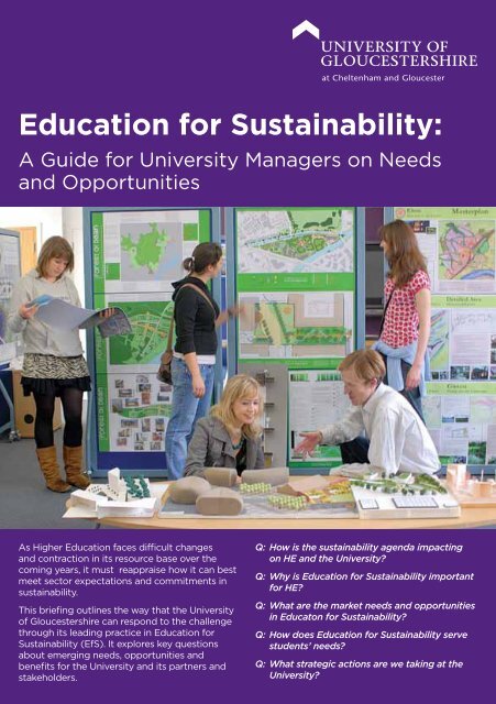 Education for Sustainability: - Insight – University of Gloucestershire