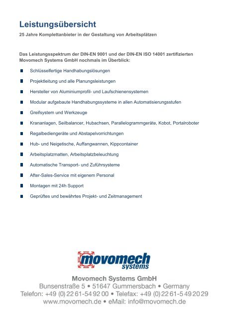 Hubtische & Co. - Movomech Systems GmbH