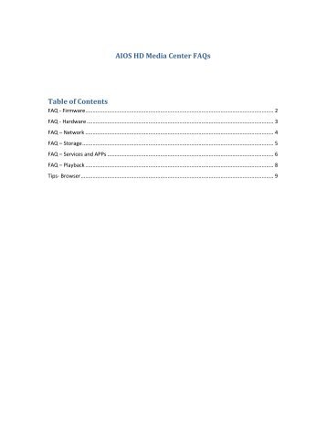 AIOS HD Media Center FAQs Table of Contents - Pivos Forums