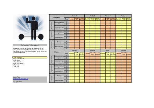 Muskelaufbau Trainingsplan 1 (PDF) - Tipps fÃ¼r Muskelaufbau und ...