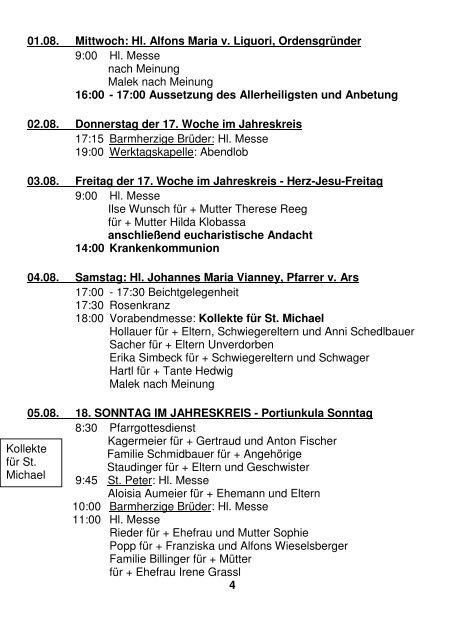 17:00 Aussetzung des Allerheiligsten und Anbetung 18:00 Königshof