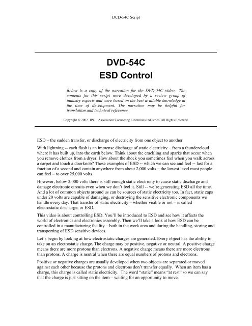 DVD-54C ESD Control - IPC Training Home Page