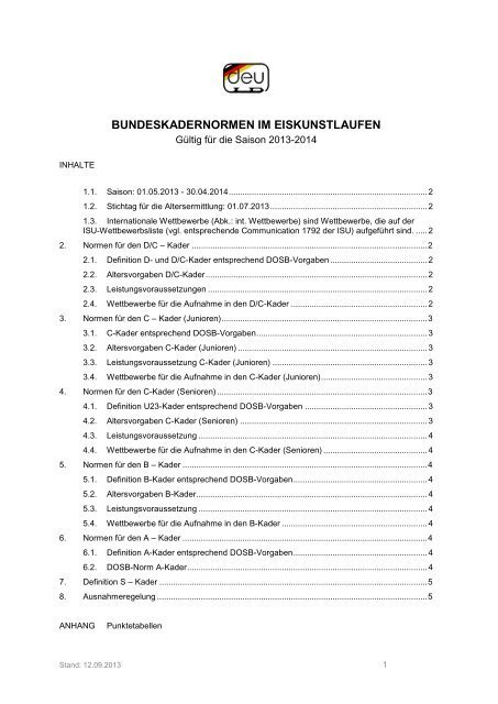 Bundeskadernormen Im Eiskunstlaufen Deutsche Eislauf Union Ev