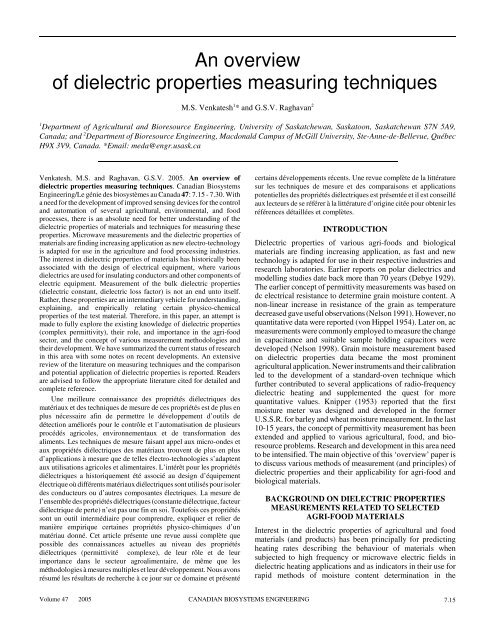 An overview of dielectric properties measuring techniques