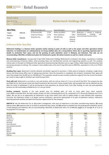 Boilermech Holdings Bhd - Boilermech Holdings Berhad