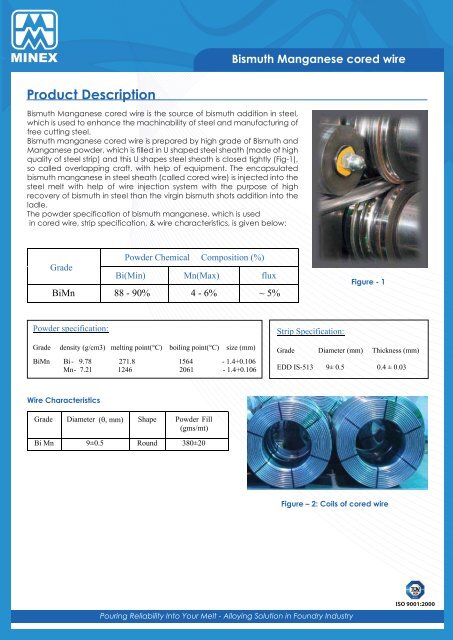 Bismuth Manganese cored wire