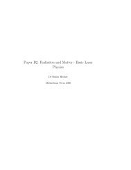 Paper B2: Radiation and Matter - Basic Laser Physics