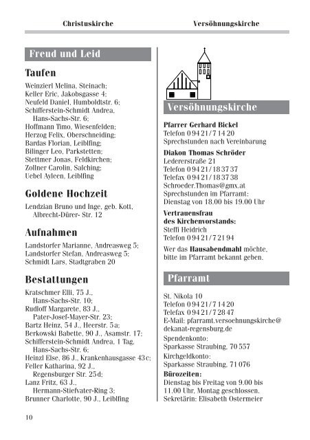 gemeindebrief - Evangelische Versöhnungskirche Straubing