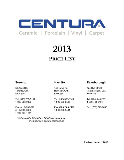 2013 Price List - Centura