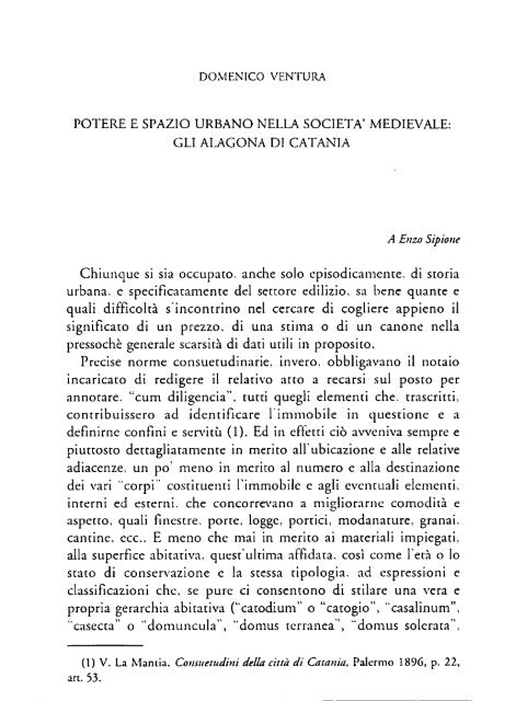 Ventura D., Potere e spazio urbano nella societÃ  medievale