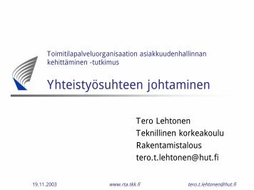 Yhteistyösuhteen johtaminen - TKK