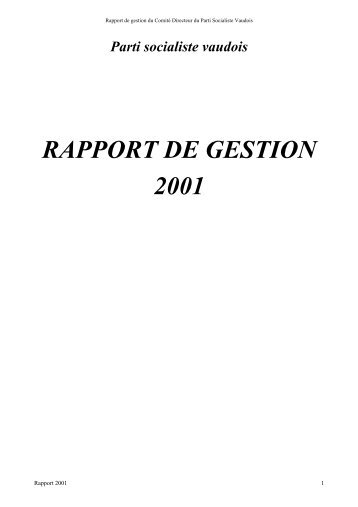 RAPPORT DE GESTION 2001 - Parti socialiste vaudois