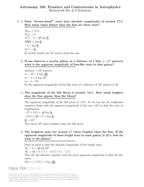 Problem Set 6 Solutions [PDF] - Open Yale Courses