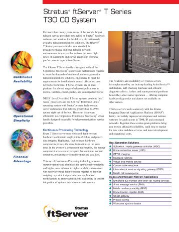 ftServer T Series T30 CO System (PDF) - Stratus Technologies