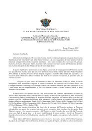 Lettera del Procuratore Generale alle Congregazioni, 30 agosto 2009