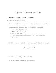 Algebra Midterm Exam Two