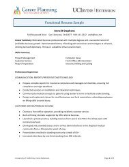 Functional Resume Sample - UC Irvine Extension - University of ...