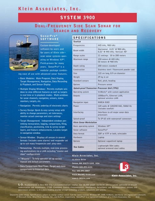 Dual Frequency Side Scan Sonar (Click here for PDF) - L-3 Marine ...
