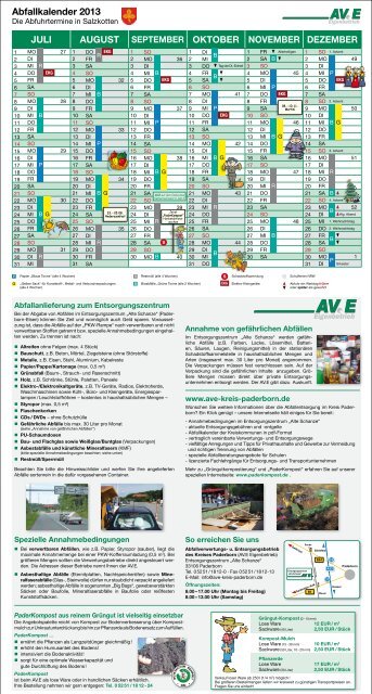 Abfallkalender 2013 Biotonne Häckselaktion Abfuhrplan ... - AV.E