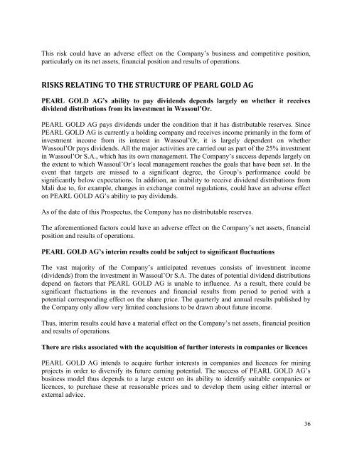 Securities prospectus - Pearl Gold AG
