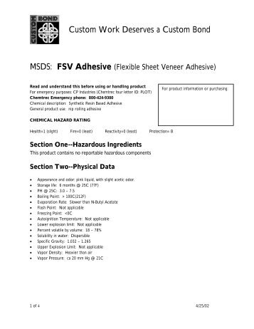 FSV MSDS - Veneer Systems, Inc.
