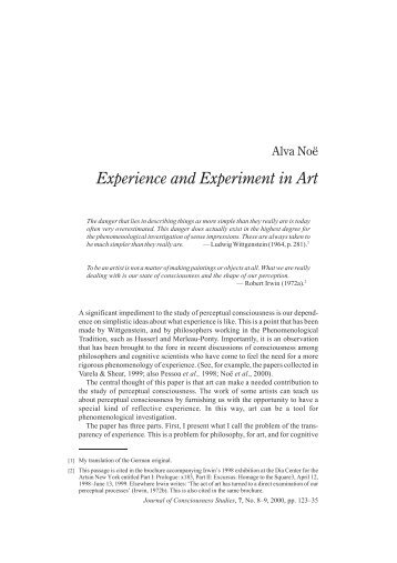 Experience and Experiment in Art - Timothy R. Quigley