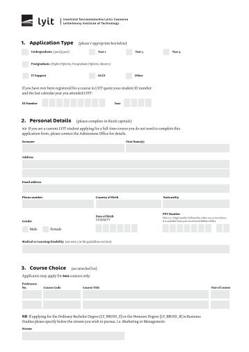 Direct Entry Application Form - Letterkenny Institute of Technology