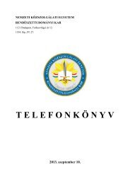 BelsÅ telefonkÃ¶nyv - RendÃ©szettudomÃ¡nyi Kar - UNI-NKE