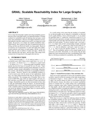 GRAIL: Scalable Reachability Index for Large Graphs â - CiteSeerX