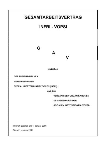 Soziale Institutionen Fribourg: GAV 2006, Ausgabe 2009