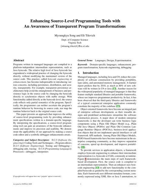 Enhancing Source-Level Programming Tools with An Awareness of ...