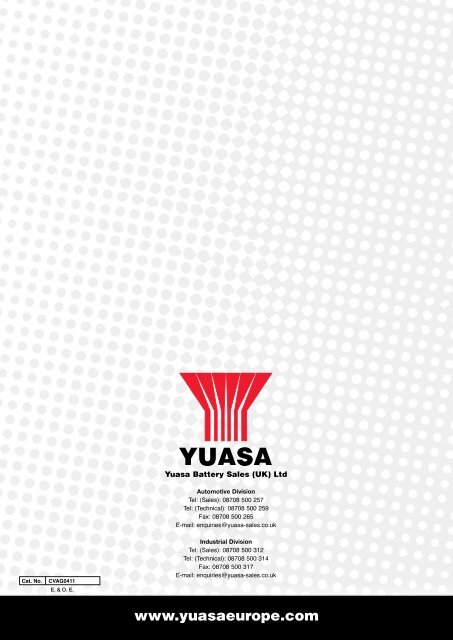 to download CV, PSV, LCV, Agricultural & Plant Catalogue - Yuasa