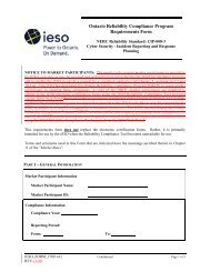 Requirements Form - NERC Reliability Standard: CIP-008-3 - IESO