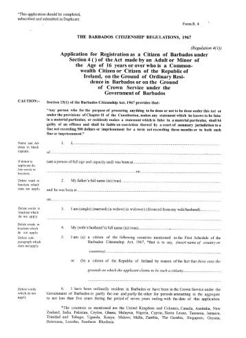 Application for Registration as a Citizen - Form R4 - Barbados ...